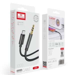هذا المنتج هو كابل صوت من نوع earldom et ac01 بمنفذ type c أو to lightning مقبس 3.5 ملم.