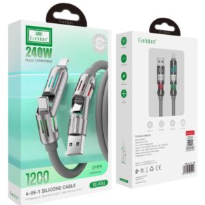 هذا المنتج هو كابل شحن من نوع earldom 4 in 1 silicone cable (طراز ec ic02).